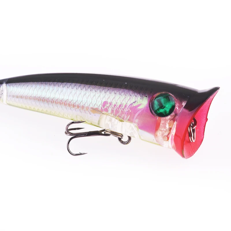 Señuelo de Pesca de agua superior, 78mm, 10,5g, ojos 3D, láser Artificial, gancho de pluma de plástico duro, aparejos flotantes, Wobbler, 1 ud. - imagen 4