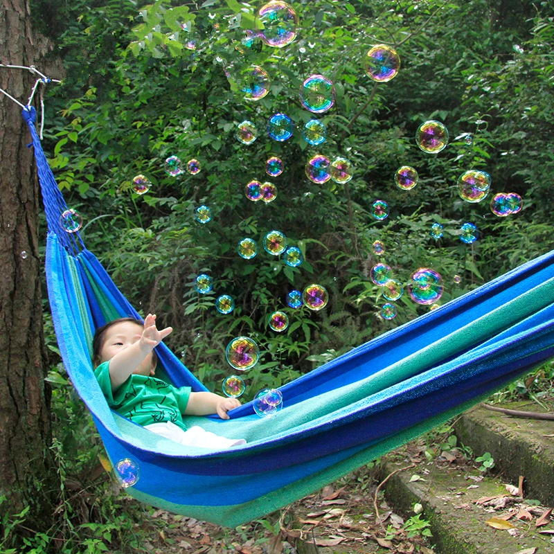 Hamaca ultraligera de Color arcoíris para exteriores, hamaca de gran capacidad de carga para interiores, columpio individual para dormitorio, Material de lona gruesa - imagen 5