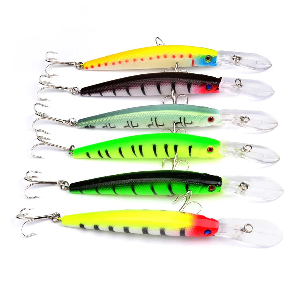 Minnow-Señuelos de Pesca Wobbler, cebo duro de 145mm y 15,5g con 6 ganchos #, Crankbait, a rayas, para perca de Lucio - imagen 3
