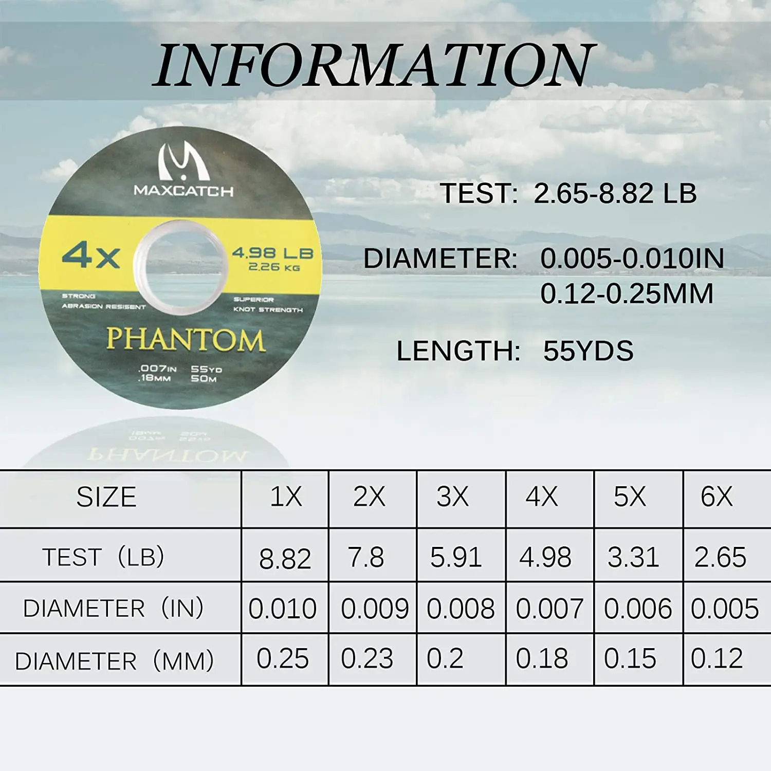 Línea Tippet de captura máxima (2X,3X,4X,5X,6X,7X) Línea Tippet de pesca con mosca transparente con soporte Tippet y carrete tierno - imagen 4