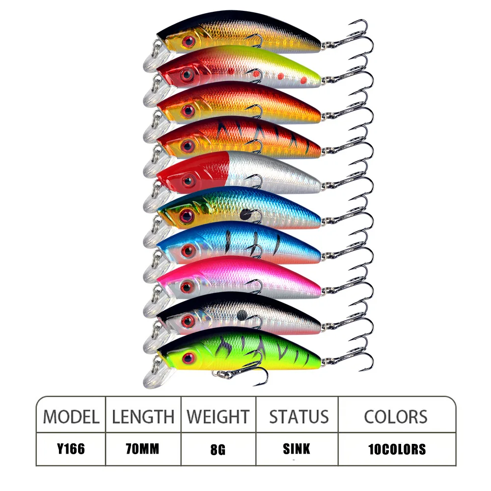 1 unidad, 8g, 7cm, que se hunden Señuelos de Pesca de lubina, curricán Artificial duro, Crankbait, aparejos de Pesca de carpa - imagen 2