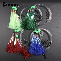 Bimoo, 10/50/100 paquetes, aparejos de pesca en agua de mar, Sabiki, 2/3 anzuelos, aparejo intermitente grande, piel de pescado, Sabiki, pargo, Snatcher, señuelo de pesca de mar
