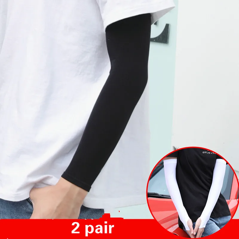 Guantes de seda de hielo con protección UV, manguitos de protección solar para montar y conducir, Fitness, correr, baloncesto, 2 pares - imagen 2