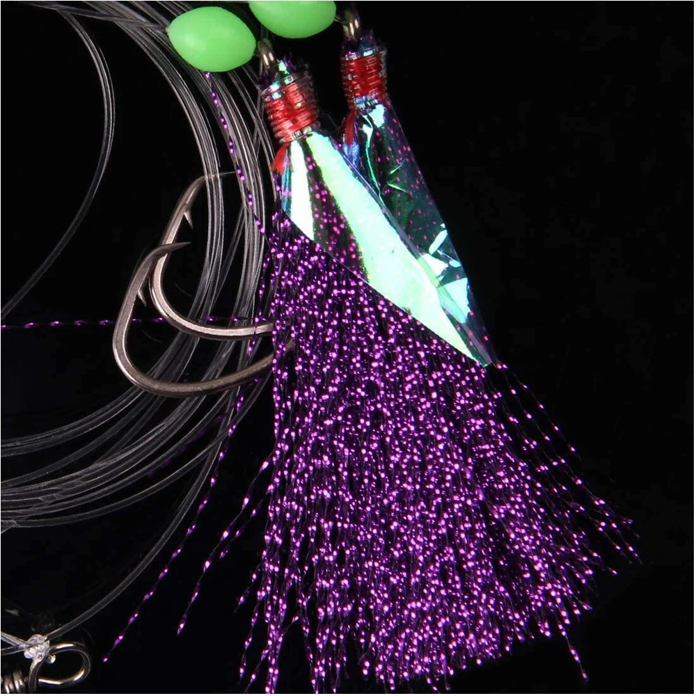 Aparejo de cebo de pesca, señuelo intermitente con barril giratorio, gancho de cadena a presión, cuenta luminosa para pesca en agua dulce y salada, 15 paquetes - imagen 4