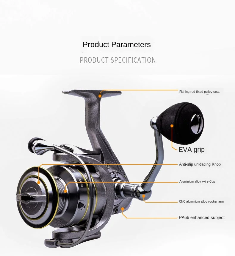 Carrete de pesca giratorio de Metal, accesorio de acero inoxidable, arrastre máximo de 5,5 kg-15kg - imagen 3