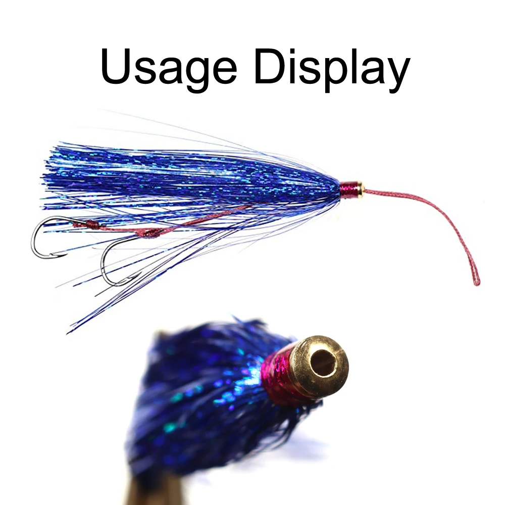 Ellllv 6 uds 3,3 "Holo Mylar Flash tubo deslizante Teasers Fly Seabass Fluke señuelo de pesca cebo plata púrpura verde rojo oro azul - imagen 4