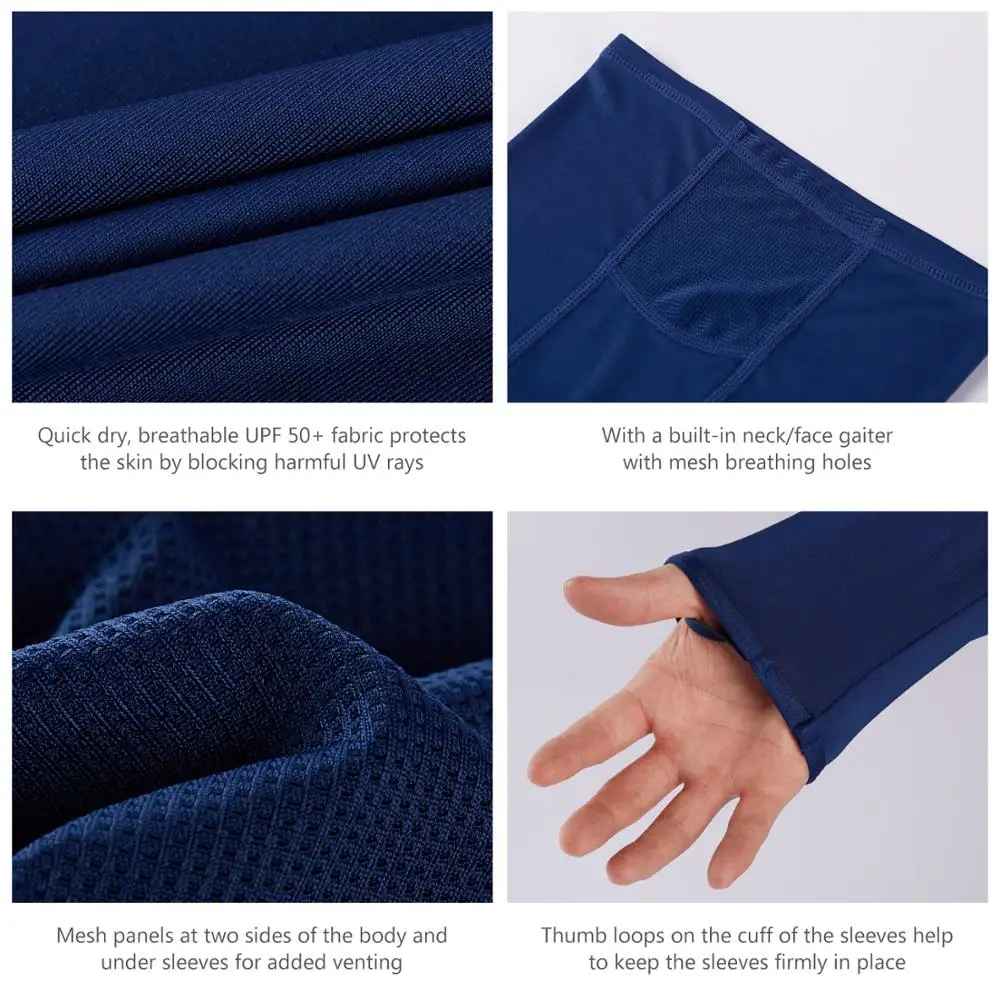 Bassdash UPF 50+ Camisa de pesca de manga larga para hombre con máscara con capucha y polaina con cuello UV - imagen 5