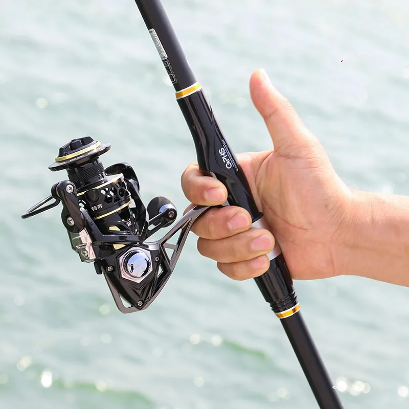 Caña de pescar telescópica de fibra de carbono, caña de pescar de 1,8 M-5,4 M, de roca, de sección corta, poste de lanzamiento con rueda - imagen 4