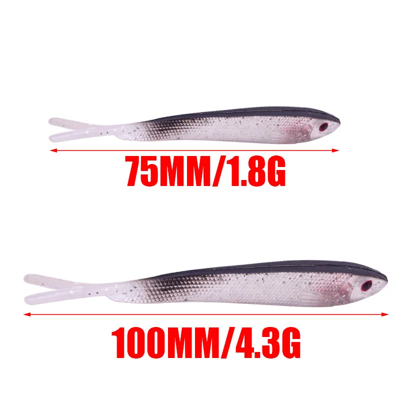 Señuelo de pesca Artificial, cebo blando de gusano de silicona, Wobblers, Swimbaits, lubina, carpa, aparejos voladores, 5 piezas, 7,5 cm/10cm - imagen 3