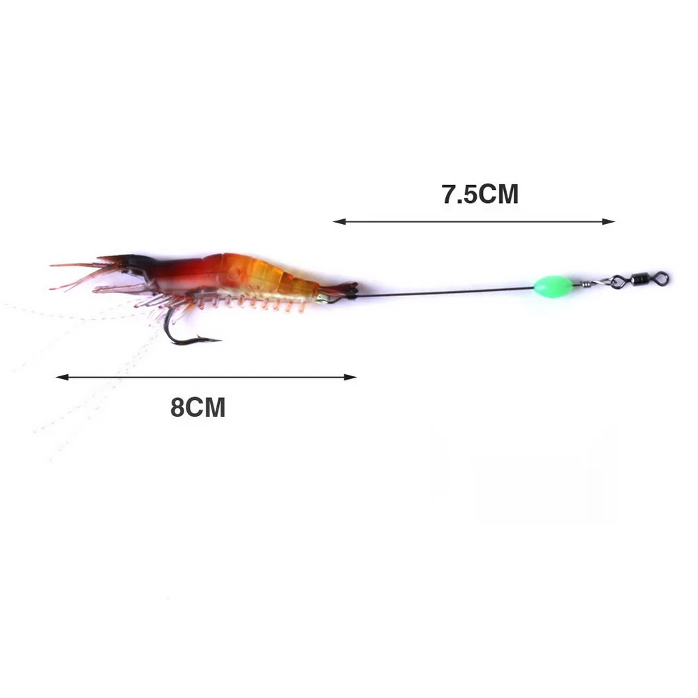 Señuelo de pesca suave, cebo Artificial de 90mm y 6g con cuentas luminosas, gancho giratorio, cebo suave realista, señuelo para camarones, aparejos de pesca de carpa - imagen 4