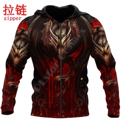 Sudadera pesca con capucha y cremallera – Dragón 3D