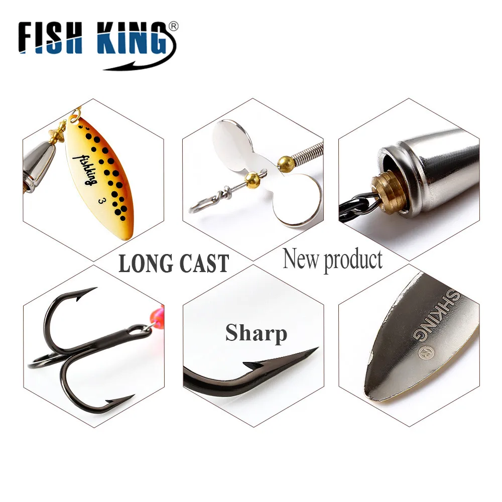 FISH KING-cebo Artificial giratorio de 15g, señuelo de pesca con hojas de sauce, cebo duro con anzuelo triple para accesorios de pesca de Lucio - imagen 3