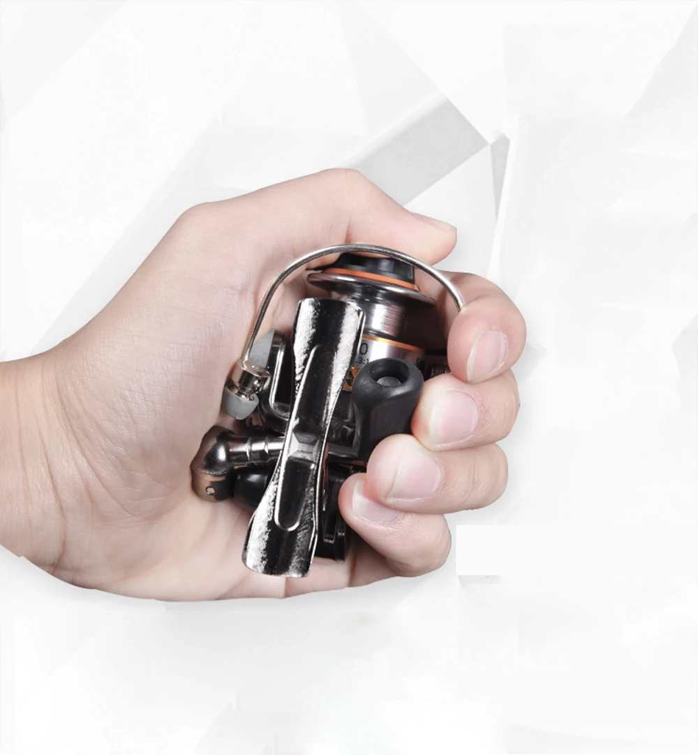 Mini carrete de pesca totalmente metálico con carrete de Metal, agarre de bola, rueda giratoria pequeña para pesca en hielo de invierno para carpa de agua dulce y salada - imagen 5