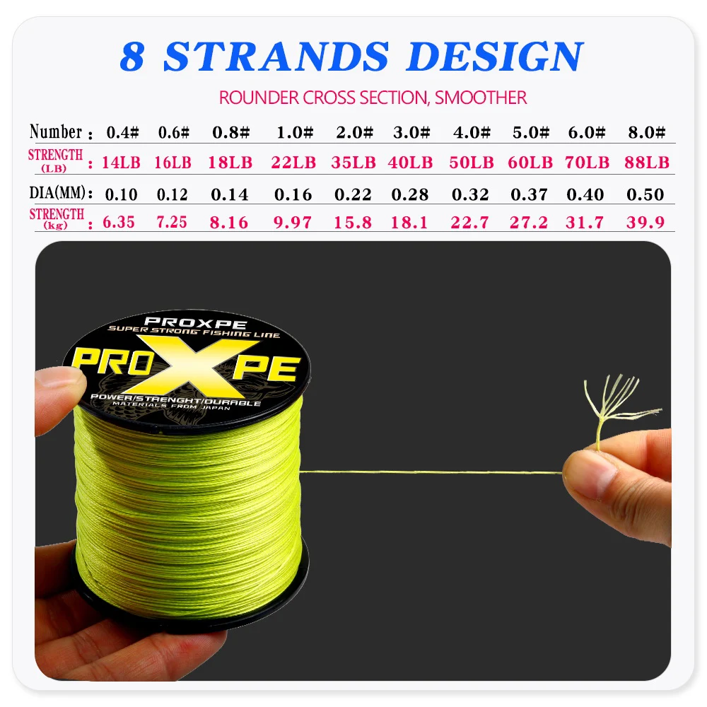 PROXPE-sedal de pesca trenzado, multifilamento, 8 hebras, 500m, japonés, carpa, hilo Invisible, productos de alambre para mosca - imagen 5