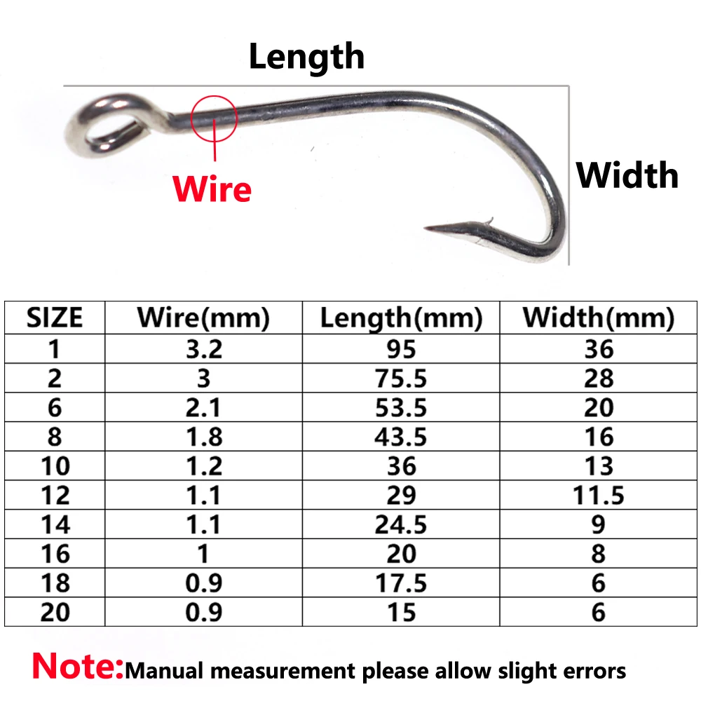 Anzuelos compensados de acero de alto carbono para pesca en agua salada, anzuelos con anillas, púas, antioxidante, 100 piezas, Kirby Sea, #1 - #20 - imagen 3