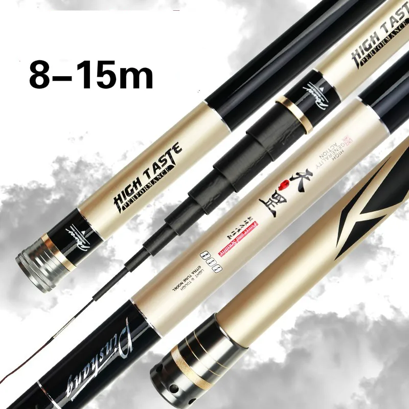 Caña de pescar superdura de fibra de carbono, aparejo de pesca de sección larga, 8/9/10/11/12/13/14/15m - imagen 5