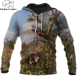 Sudadera capucha estampado 3D caza faisán Unisex cremallera calle