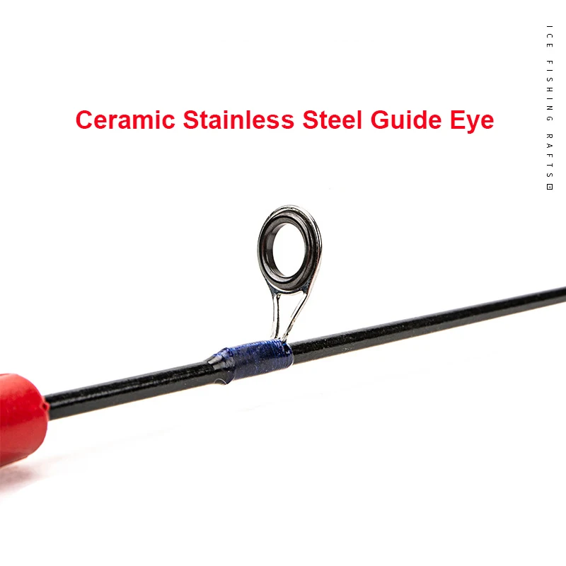 Mini caña de pescar de fibra de vidrio roja para invierno, 10 unidades, señuelo para Pesca en hielo, Jiging - imagen 3