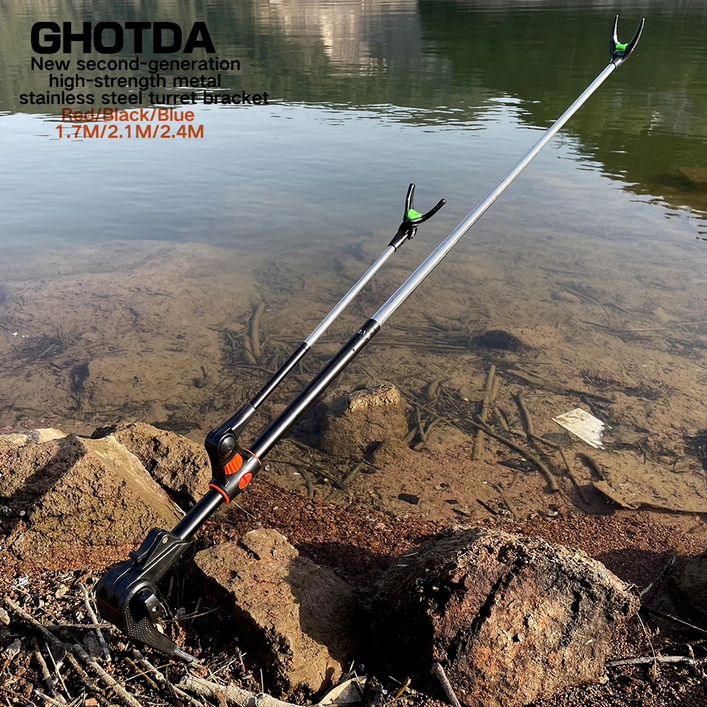Soporte telescópico para caña de pescar, herramienta plegable para caña de pescar, 1,7-2,4 M - imagen 2