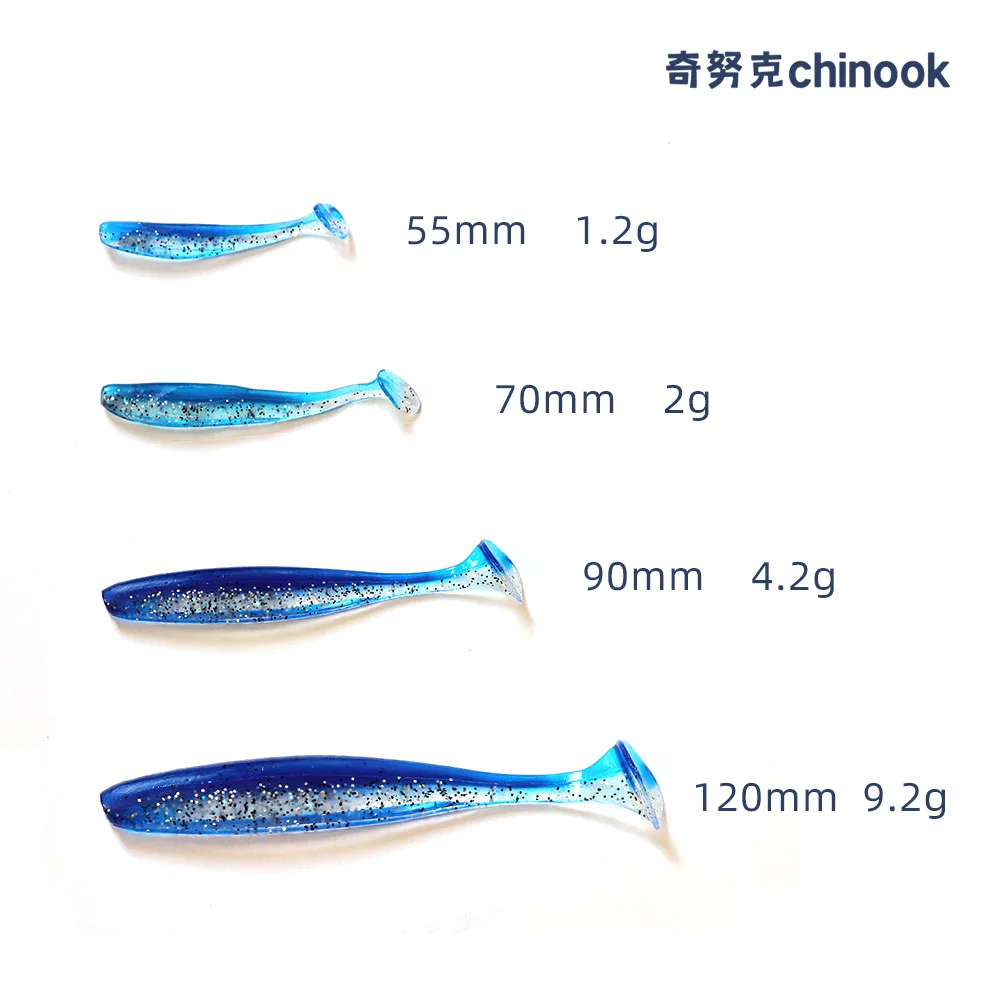 Chinook-señuelo blando de silicona para pesca, cebo Artificial de 55mm, 70mm, 90mm, 120mm, 5-10 unidades - imagen 2