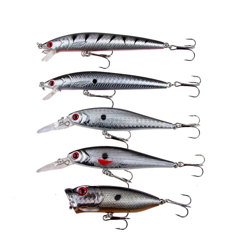 Señuelos de pesca mezclados, 5 estilos diferentes, modelo de pececillo, Wobblers de carpa de alta calidad, aparejos de pesca, cebo duro Artificial, nuevo, 5 unids/set