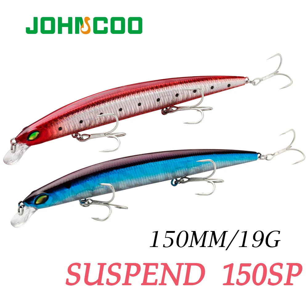 Johncoo-señuelo de pesca suspendido Jerkbait, Bola de gravedad en el interior, largo y preciso, Wobbler, Minnow, Lucio, aparejos, 150mm, 19g - imagen 4