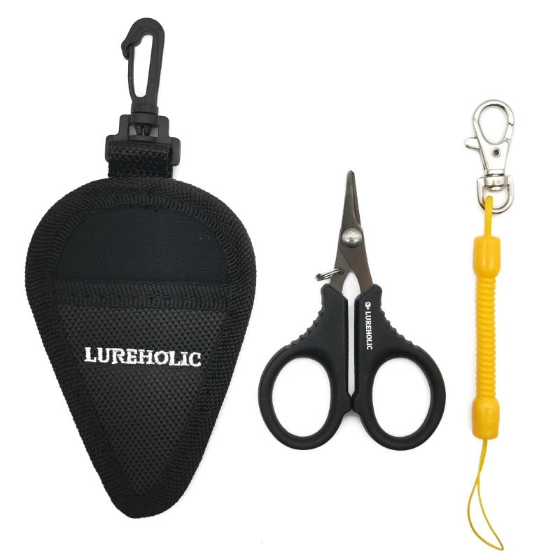 Tijeras de pesca Lureholic de acero inoxidable, corte portátil dentado para pescar, línea trenzada de PE fina con cordón y bolsa - imagen 4