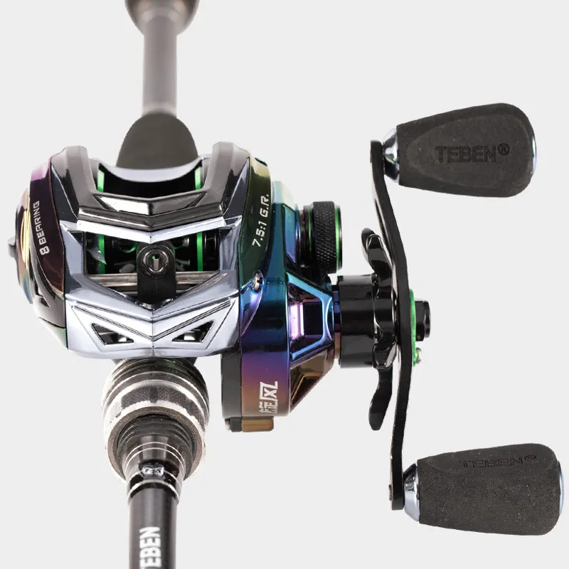 Carrete De Pesca Baitcast Rock, 7,5: 1, ruedas De Metal, buque De Pesca para peces negros, 8BB, 7KG, Carrete De arrastre máximo - imagen 2