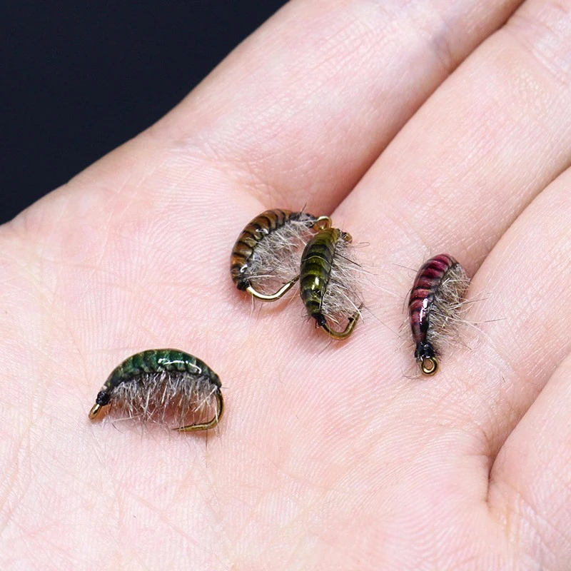 RoyalSissi-Juego de 160 Uds. De respaldos para atar moscas, scud gammarus, 4 tamaños surtidos, espalda para camarones, mosca de ninfa realista, materiales para atar moscas de piel fina - imagen 2