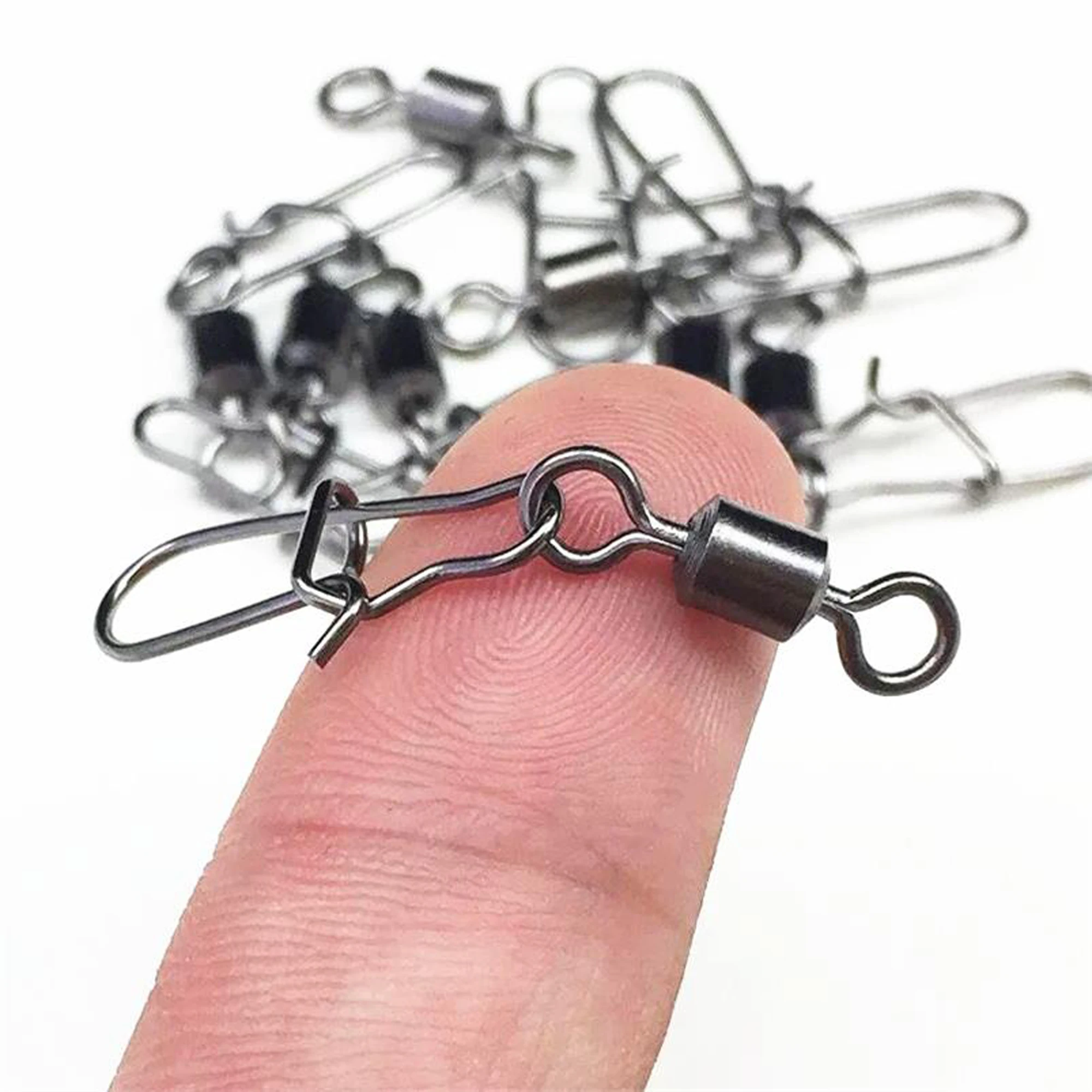 Conector de pesca de agua salada, Pin de enclavamiento giratorio rodante, Clips de enganche rápido para señuelo de pesca, accesorios de aparejos de pesca, 30/20 Uds. - imagen 5