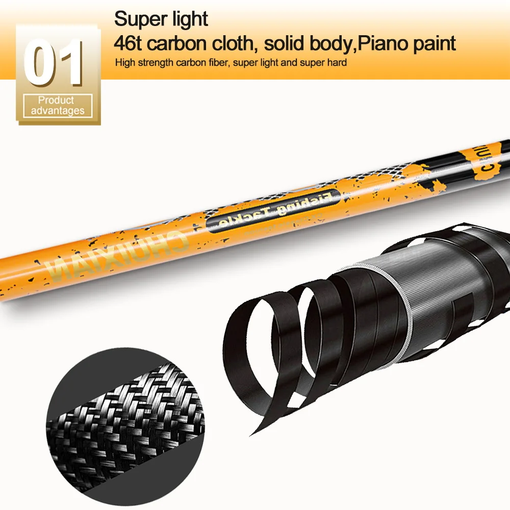 JOSBY-soporte de caña de pescar ultraligero, telescópico, plegable, de fibra de carbono, equipo de 2020 M, 1,7 M, 2,1 M, 2,4 M - imagen 3