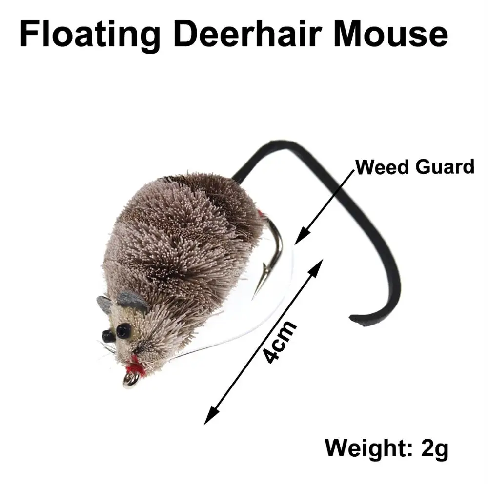 Bimoo-moscas de ratón con gancho protector de malezas, cebo Artificial de rata para Lucio, trucha grande, tamaño 2/0, 2 uds. - imagen 2