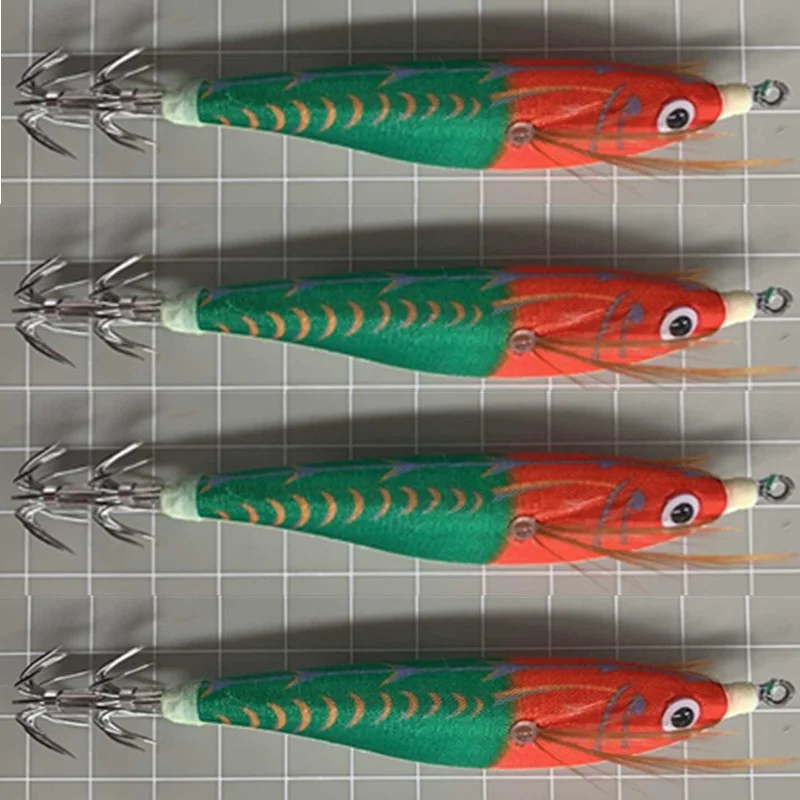 8 piezas de señuelo de pesca 10 cm/10g gancho calamar jigging Wobblers pulpo sepia de camarones cebos duros 3D ojo - imagen 2
