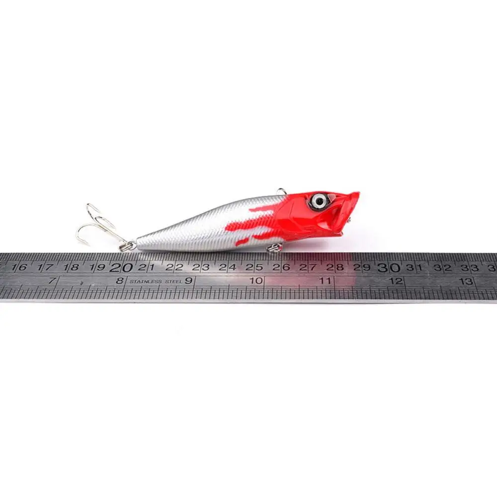 Señuelos de pesca artificiales de los cebos duros 95m m 12g de Popper de la raya con 8 #   Gancho 3d ojos Crankbait Wobblers para Lucio perca aparejos Poper - imagen 3