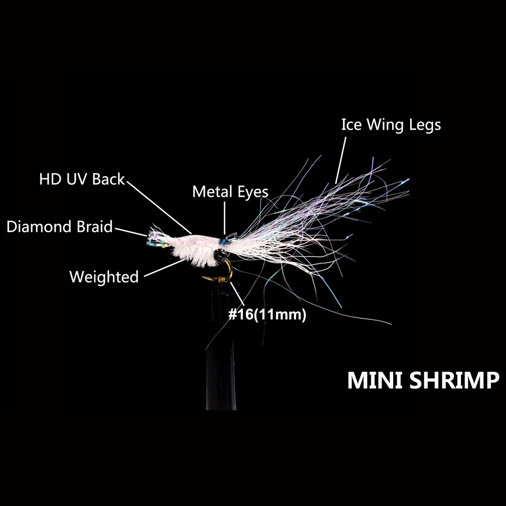 Wifreo-Mini cebo Artificial para pesca de trucha, 4 piezas, sal, camarón, ninfa, mosca UV Flash, para señuelo, moscas de agua dulce y salada - imagen 3