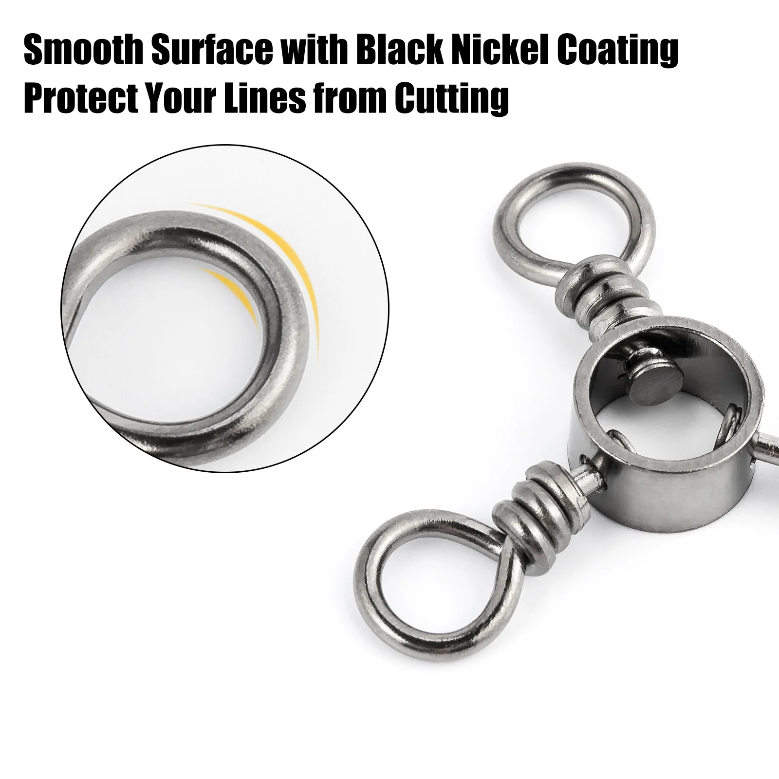 Proteja sus líneas de pesca con ganchos giratorios recubiertos de níquel negro duraderos