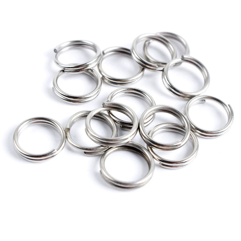 Anillo de pesca de acero inoxidable, accesorio giratorio de doble bucle, Conector de gancho de cambio rápido, línea de señuelo, herramienta Fsih, 100 piezas - imagen 5