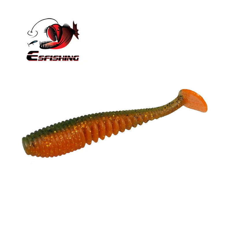 ESFISHING-cebo Artificial de silicona suave, Awaruna FLK Minnow, 60mm, 100mm, sales perfumadas, señuelo de Pesca, aparejos de cola en T - imagen 4