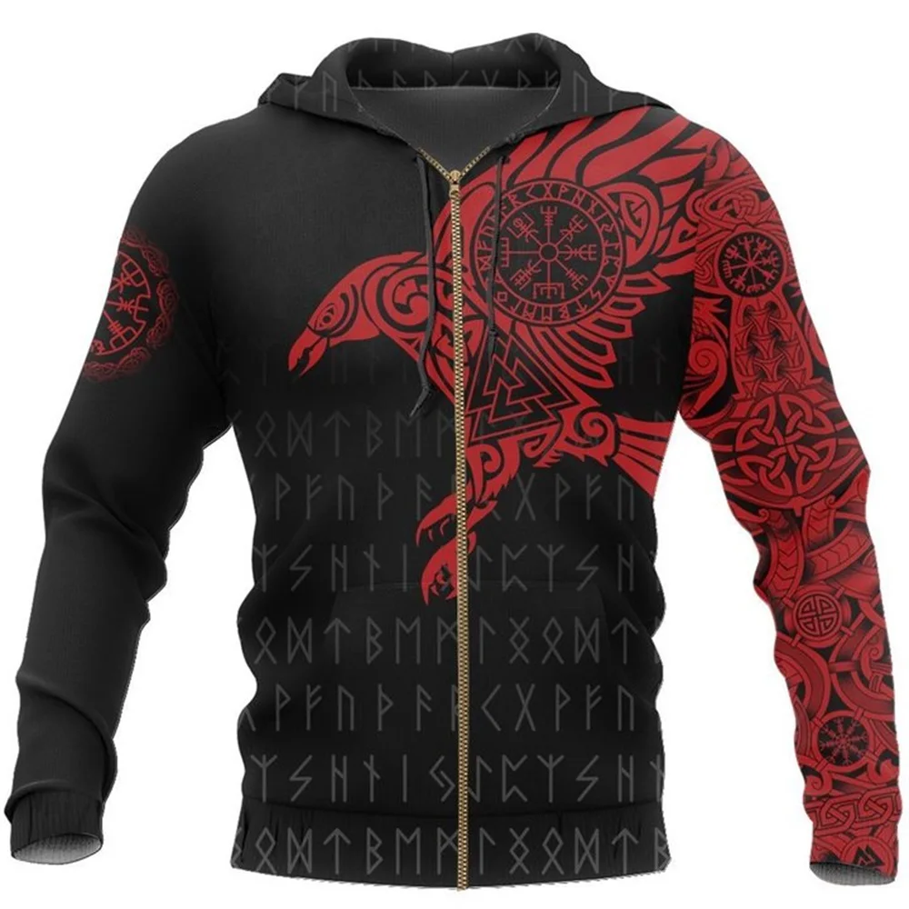 Raven of Tattoo-sudaderas con estampado 3D para hombre, Sudadera con capucha Retro Harajuku a la moda, ropa de calle informal con capucha de otoño - imagen 4