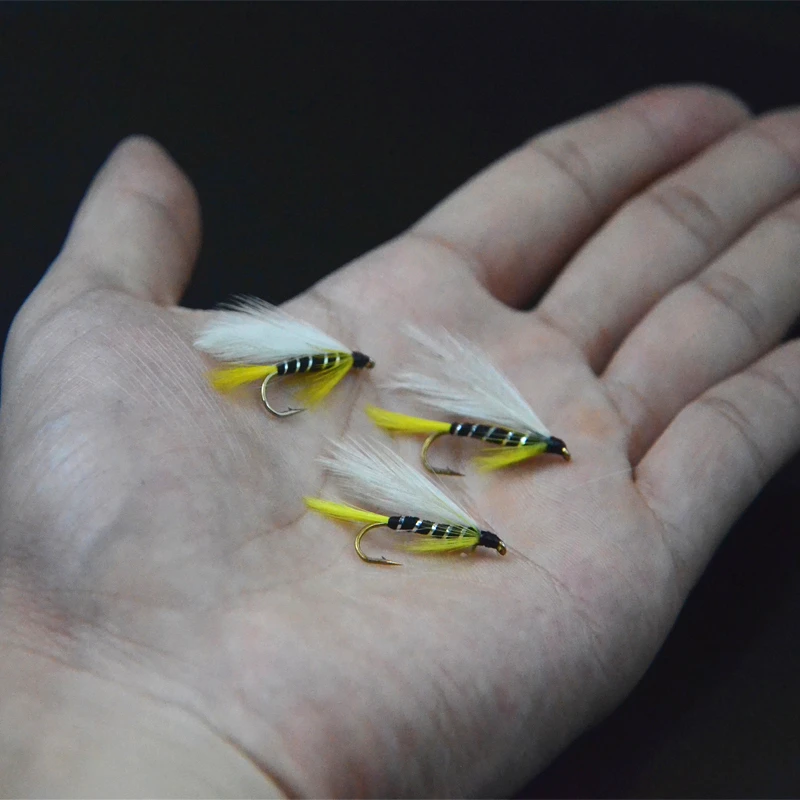 Contemporator-Serpentinas de fantasma negro, 5 piezas, 10 #, moscas de pesca con mosca, cebo artificial clásico, pesca de trucha de mar, salmón, Cabeza de Acero