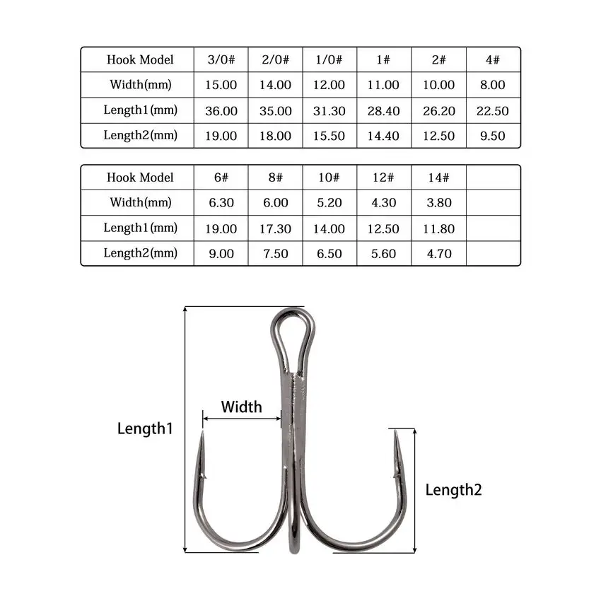 Anzuelos triples de acero al carbono con púas, accesorios de aparejos de mar con caja, 10 unids/set por juego - imagen 2