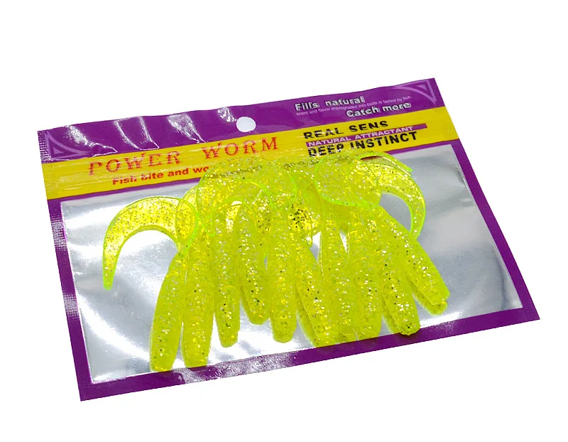 Señuelo de pesca suave, cebo de gusano que brilla en la oscuridad, 6cm, 7cm, lote de pesca nocturna, 10 piezas - imagen 4