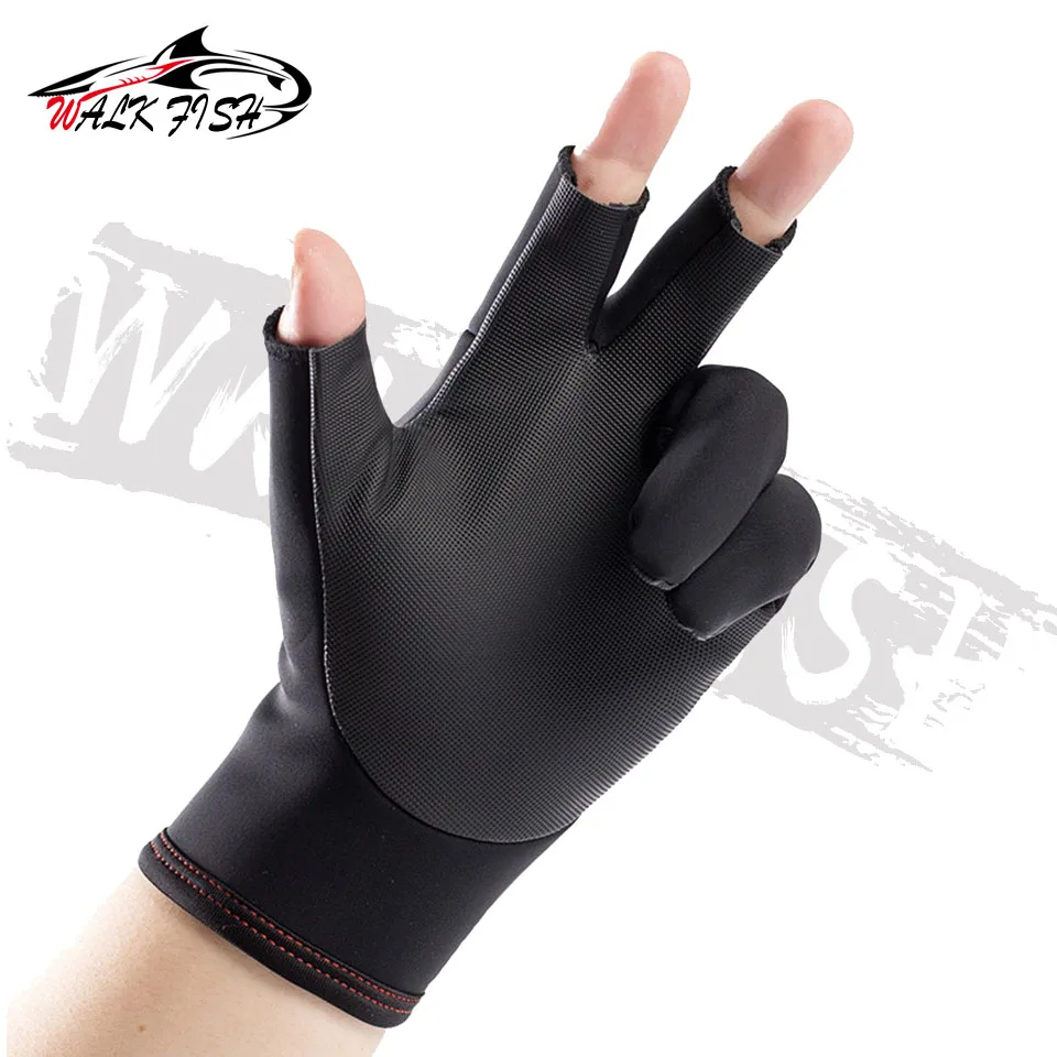 WALK FISH 1 par nuevos guantes de pesca sin dedos para deportes de invierno cálidos medio dedo antideslizantes impermeables guantes de pesca para ciclismo - imagen 3