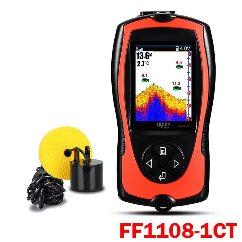LUCKY-buscador de peces recargable, FF1108-1CWLA/CT, Sensor de Sonar inalámbrico/con cable, buscador de pesca, pantalla a Color, profundidad máxima de agua de 45M - imagen 2