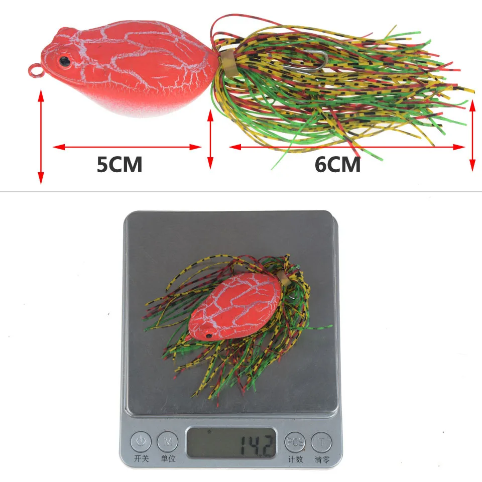 Whopper Plopper de calidad, señuelo de pesca de 50mm/14g, Popper de agua superior, cebo duro, Wobblers giratorios, aparejos de pesca de cola suave, 1 pieza - imagen 4