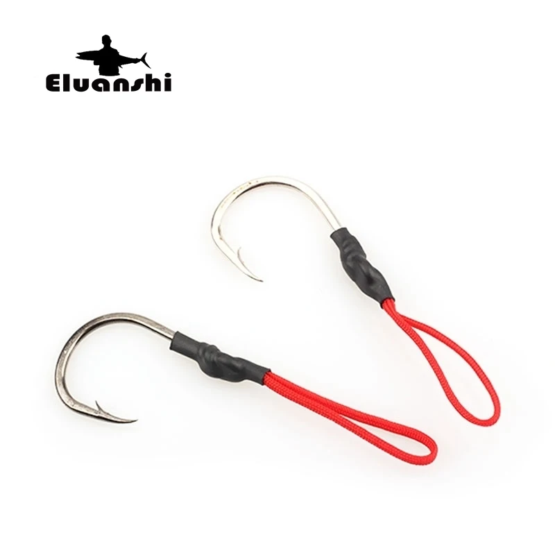 Herramienta de línea de pesca de aleación de acero al carbono, anzuelo grande para mar, plantilla de Japón, tamaño 10 a 50, calamar de cuerda roja, 5 uds. - imagen 3
