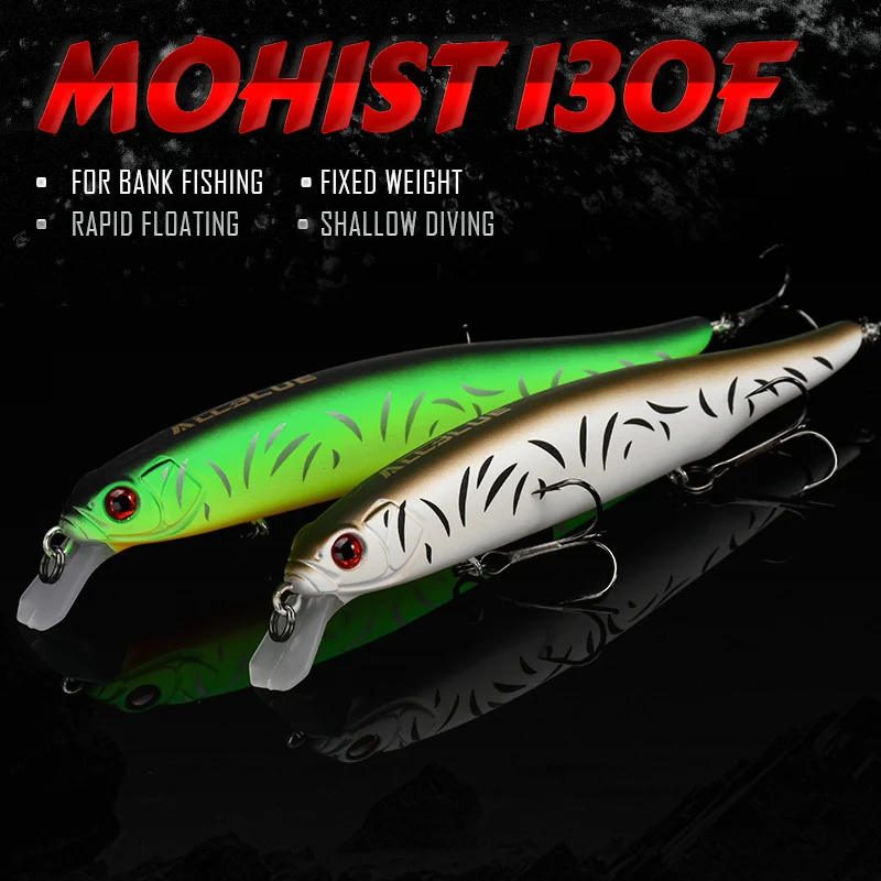 ALLBLUE MOHIST 130F Jerkbait señuelo de pesca 130mm 20g Wobbler flotante rápido buceo poco profundo Minnow Pike cebo aparejos de pesca ganchos - imagen 4