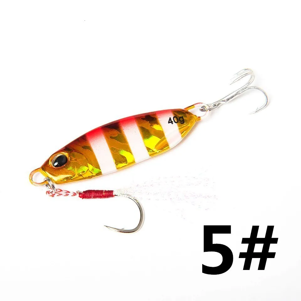 Un señuelo de pesca de 40 g con un gancho de 5# diseñado para captar peces
