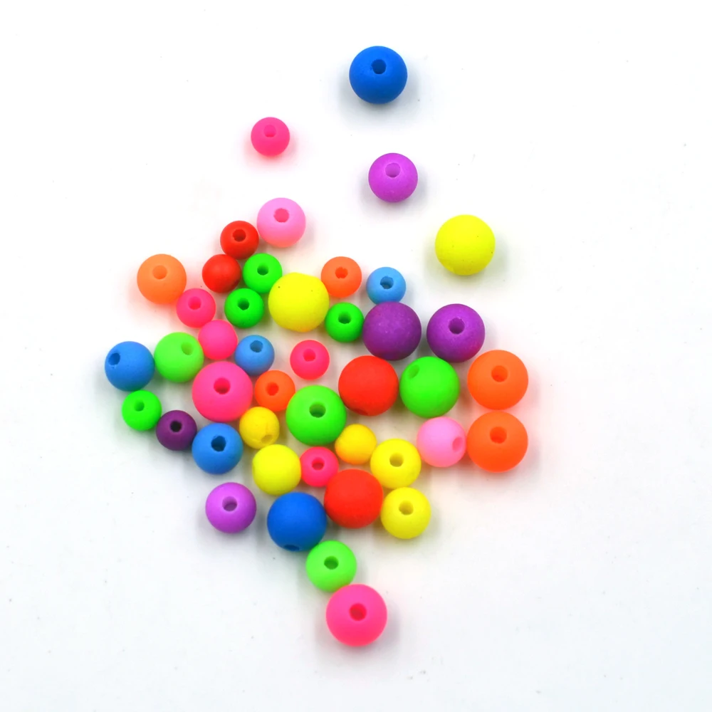 MNFT 100 Uds 4mm 5mm 6mm cuentas de pesca flotantes redondas de plástico duro cuentas de pesca de colores mezclados aparejos de Material para atado de moscas - imagen 3