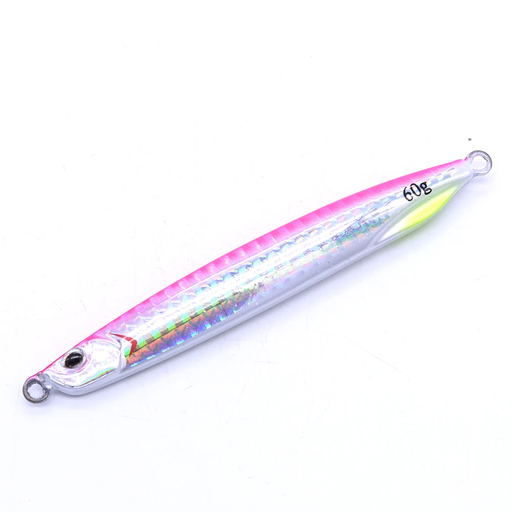 CASTFUN Drag Metal Super Slim Jigging 40g 60g 1 pieza plantilla de fundición plantilla de Metal cebos artificiales brillante pesca de Jigging lento - imagen 5